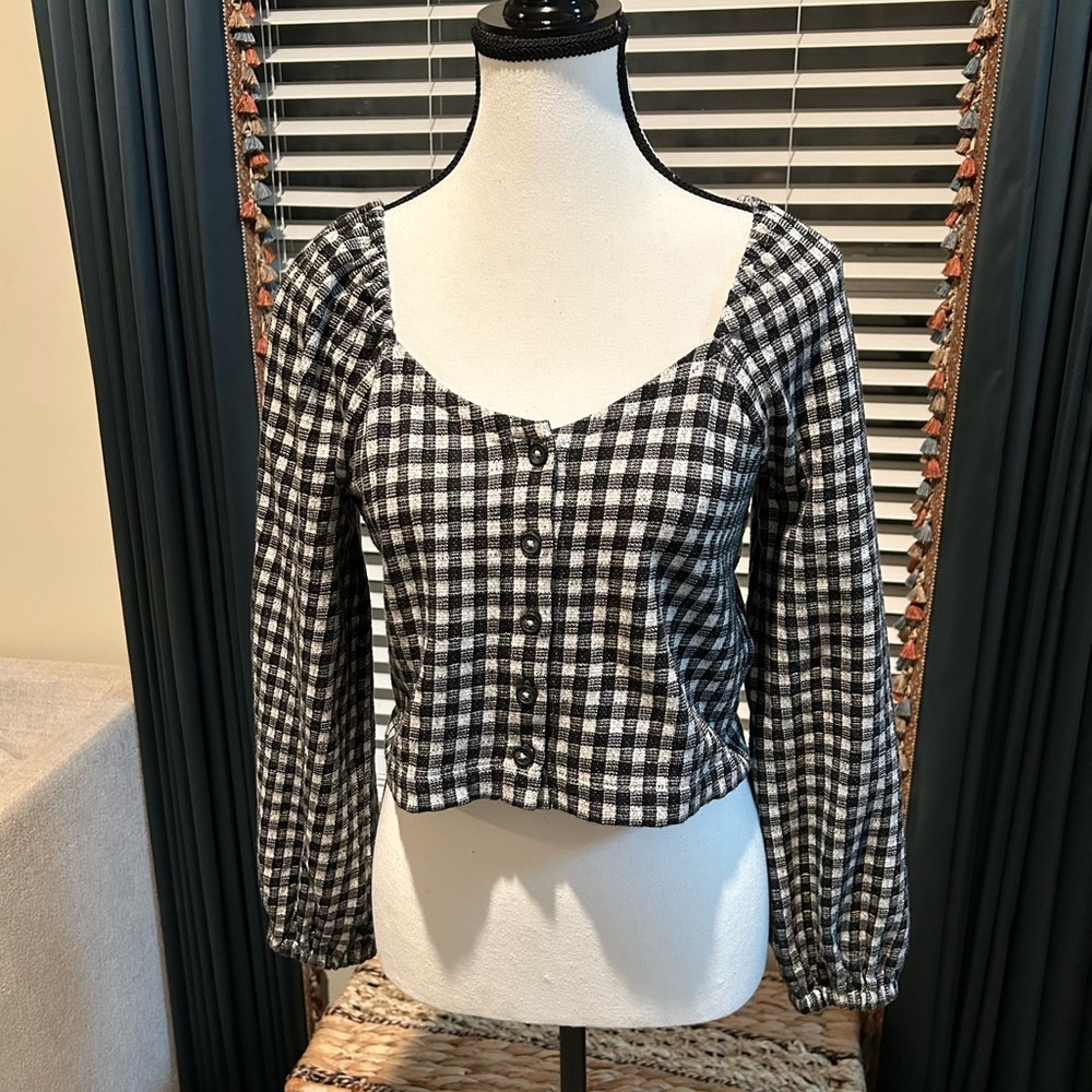 Black and White Checkered Women's Top